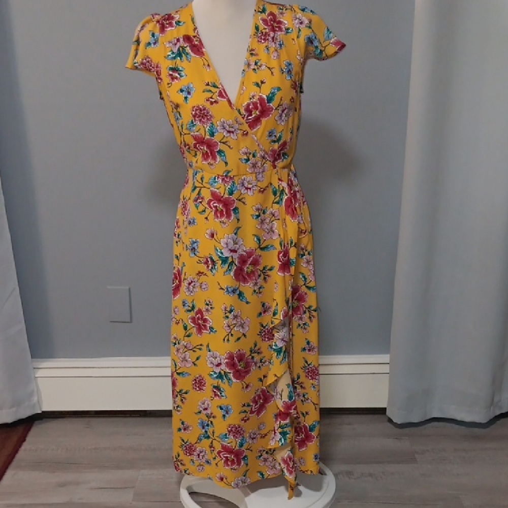 Xhilaration Pink Midi Sundress with Flutter Sleeves